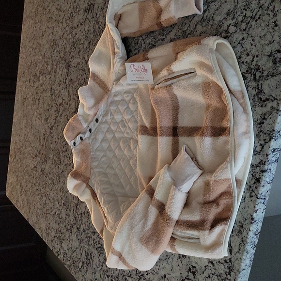 Pink Lily Jackets & Blazers - Pink Lily Season of Love Pink Plaid Asymmetrical Pullover